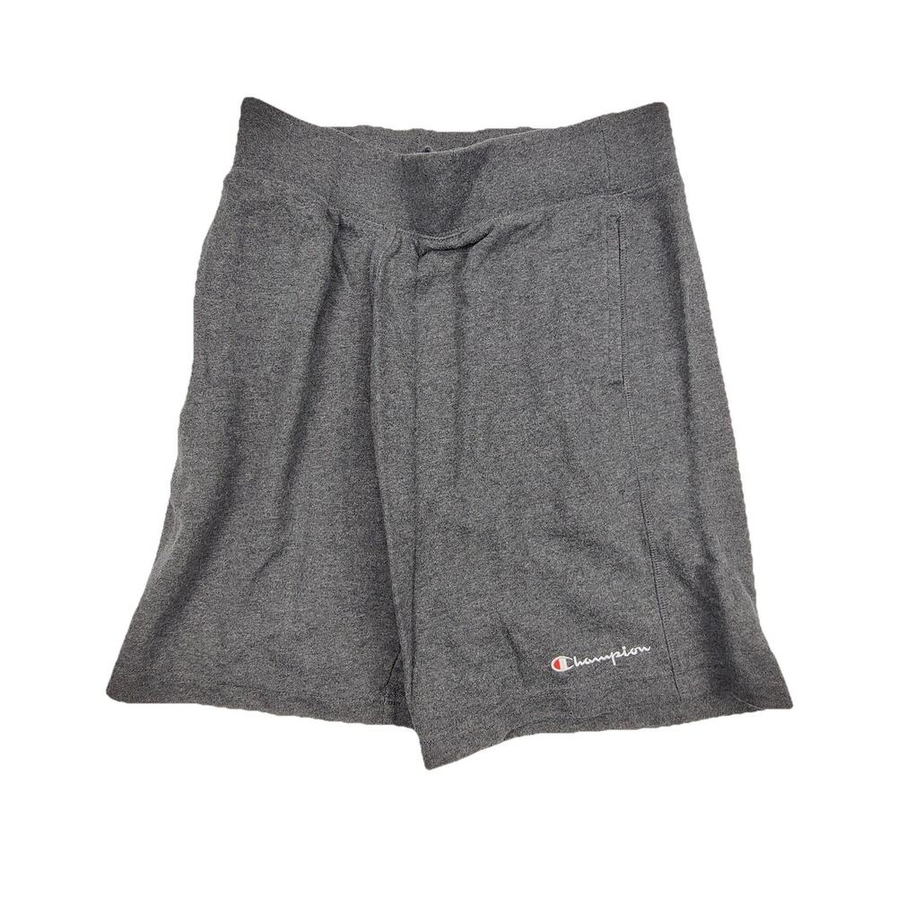 Champion Sweat Shorts Mens Medium Gray Fleece Drawstring Waist Pockets Athletic